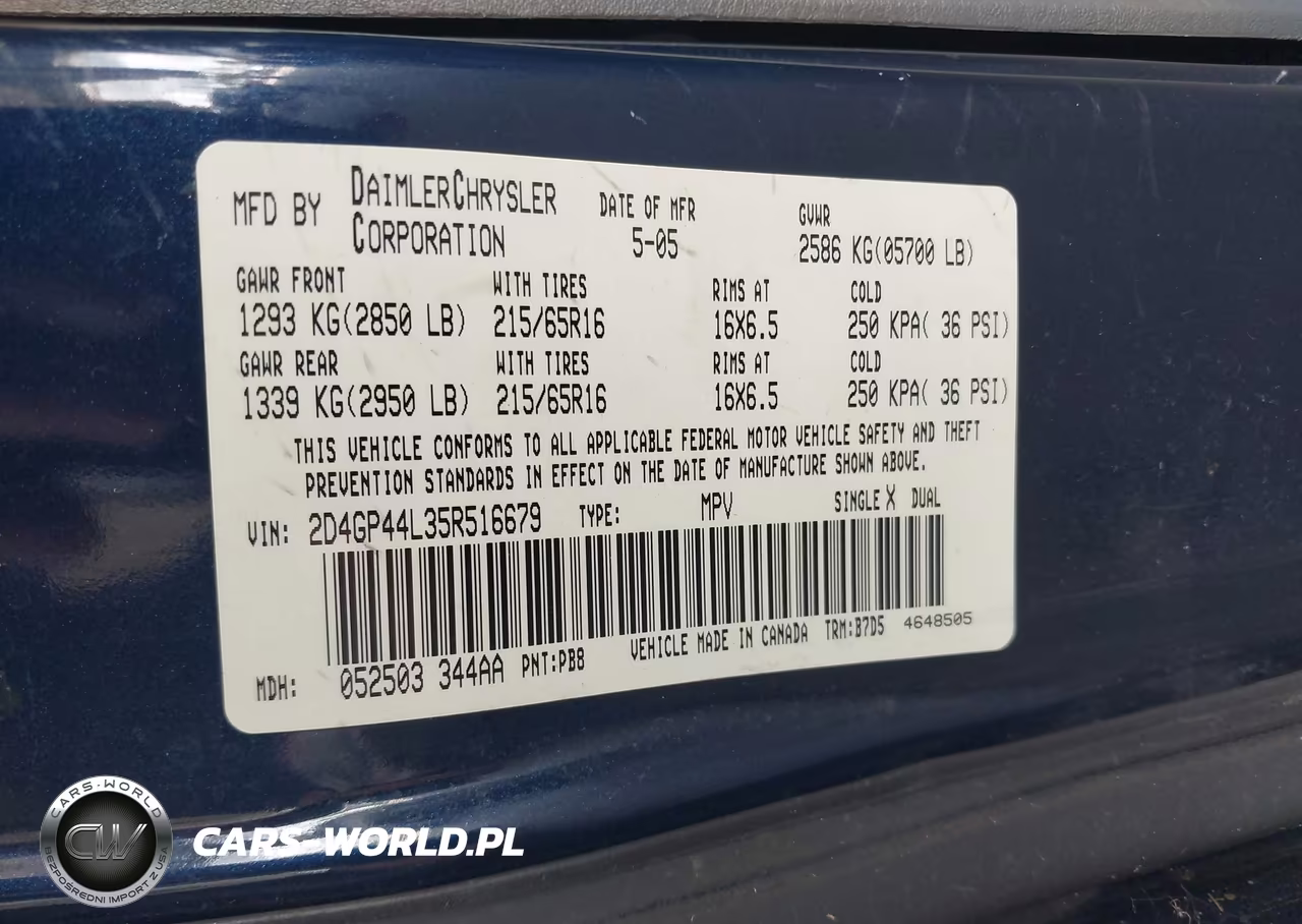 2005 Dodge Grand Caravan Sxt VIN:2D4GP44L35R516679 - 9