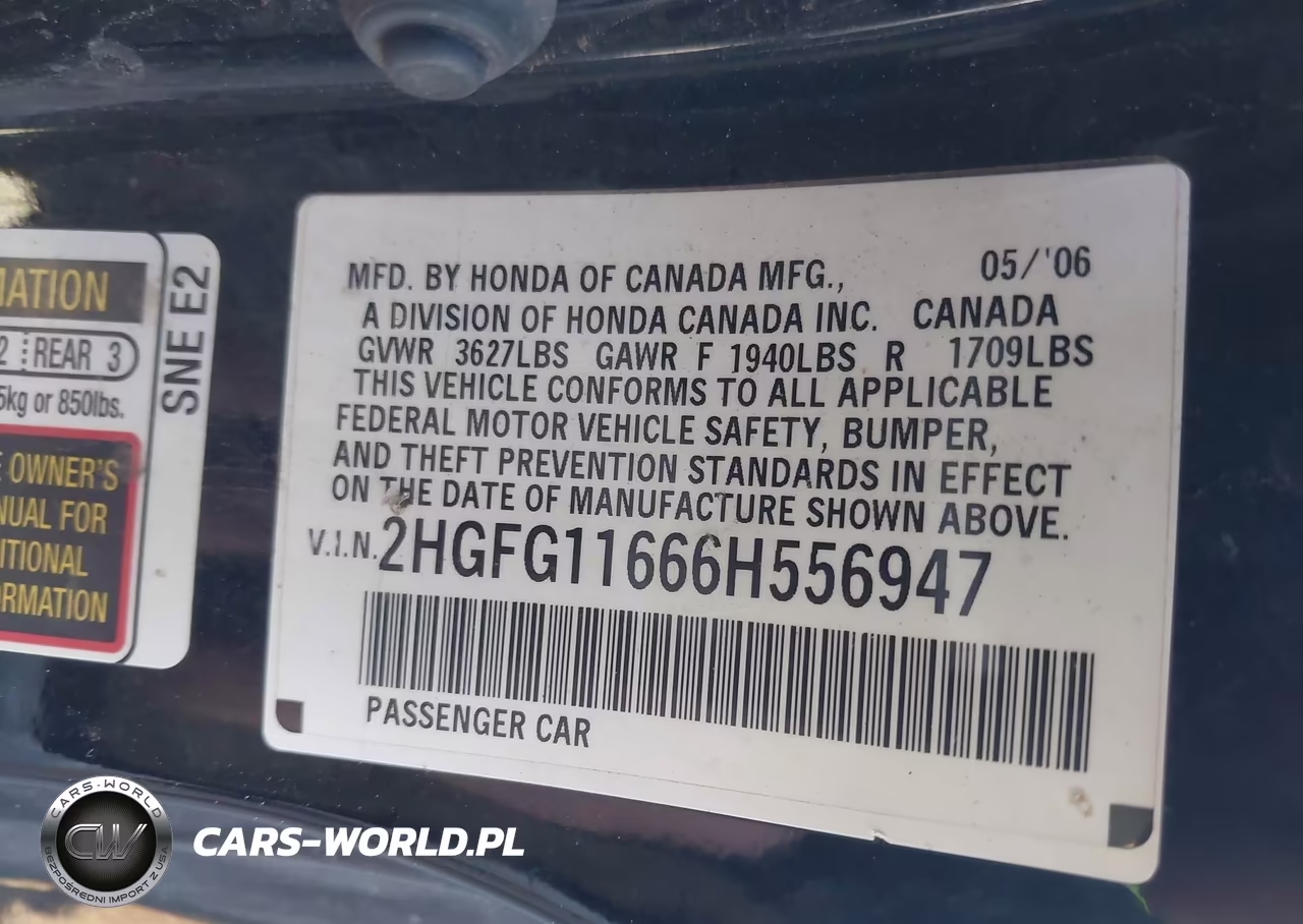 2006 Honda Civic Lx VIN:2HGFG11666H556947 - 9