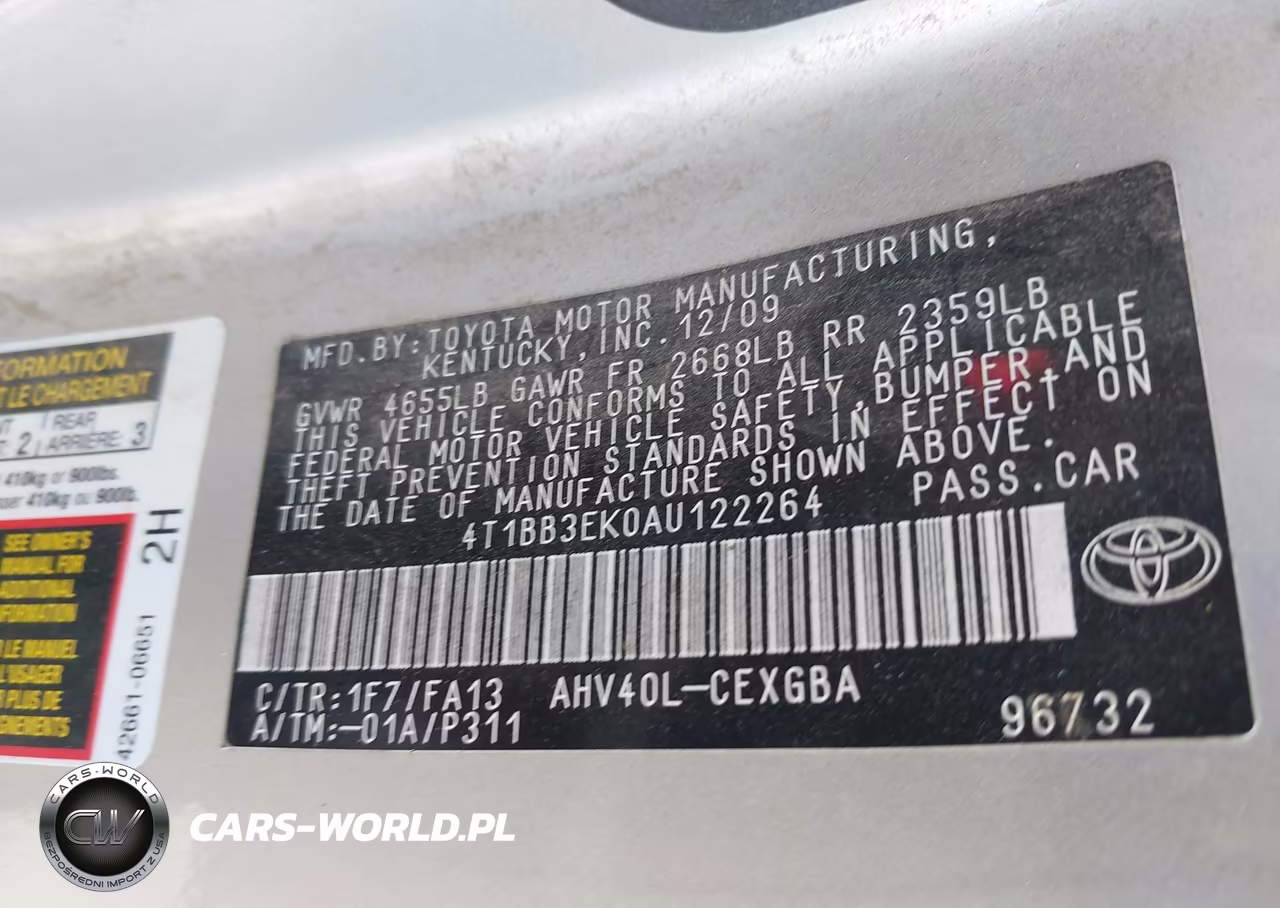 2010 Toyota Camry Hybrid VIN:4T1BB3EK0AU122264 - 9