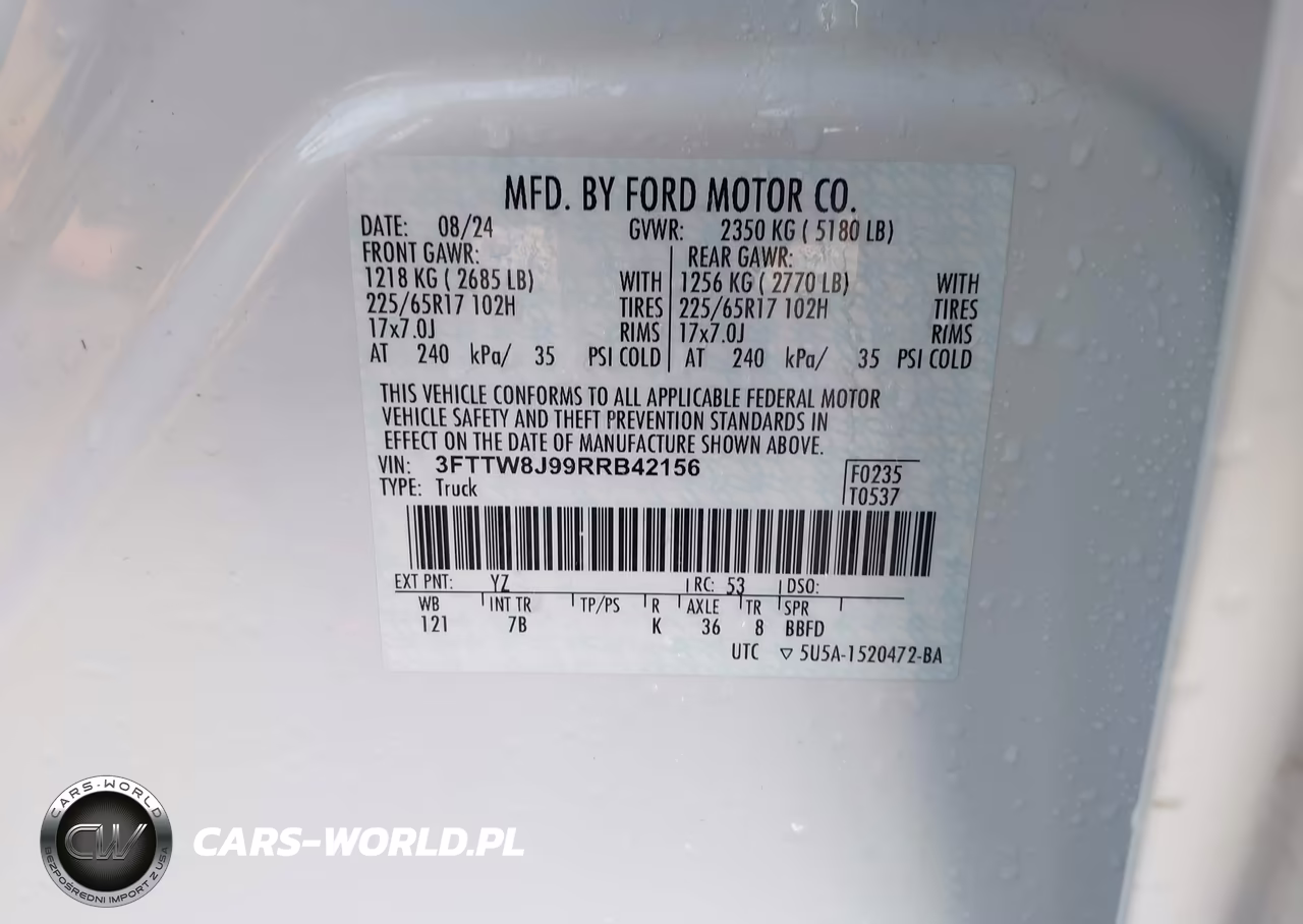 2024 Ford Maverick Xlt VIN:3FTTW8J99RRB42156 - 9