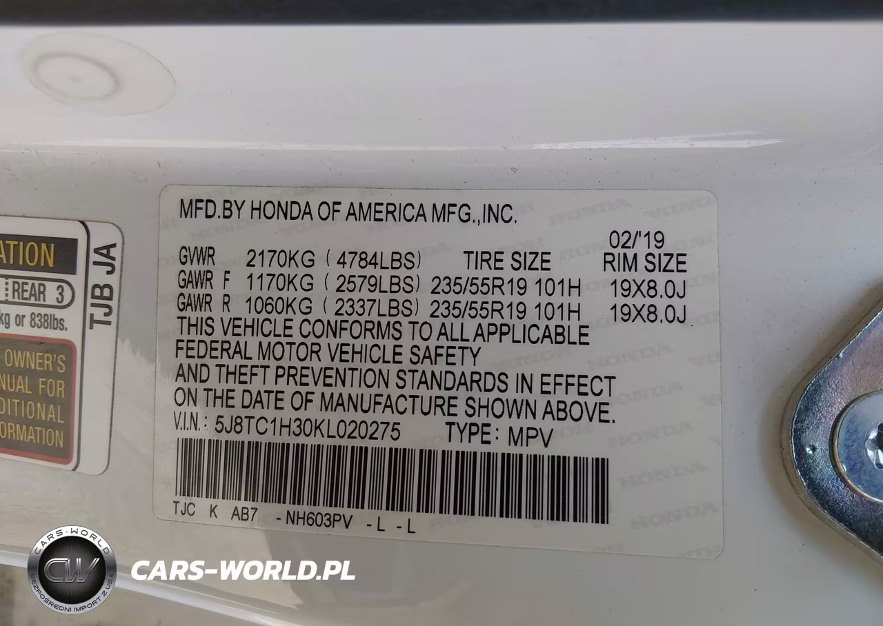2019 Acura Rdx Standard VIN:5J8TC1H30KL020275 - 9