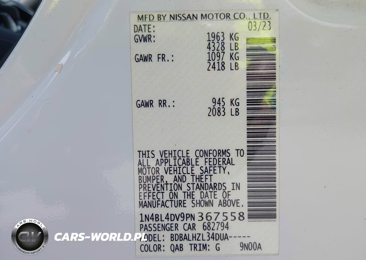 2023 Nissan Altima Sv Fwd VIN:1N4BL4DV9PN367558 - 9