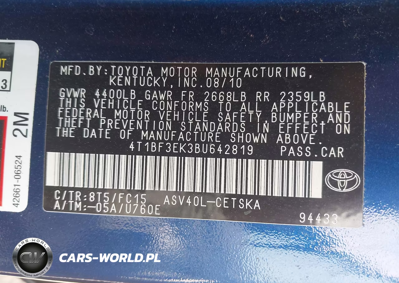 2011 Toyota Camry Se VIN:4T1BF3EK3BU642819 - 9