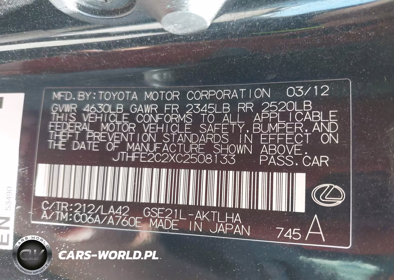 2012 Lexus Is 350C VIN:JTHFE2C2XC2508133 - 9