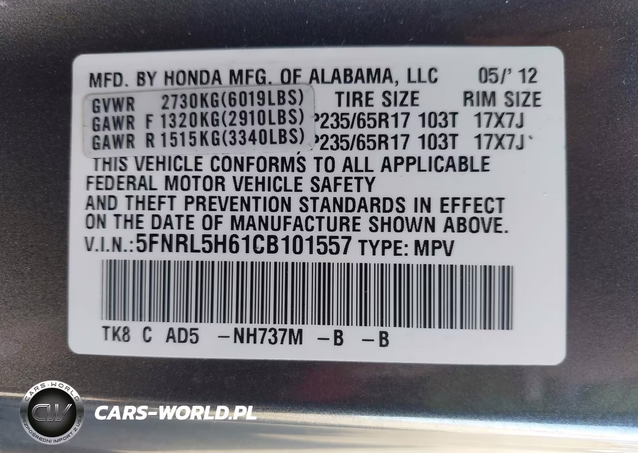2012 Honda Odyssey Ex-L VIN:5FNRL5H61CB101557 - 9