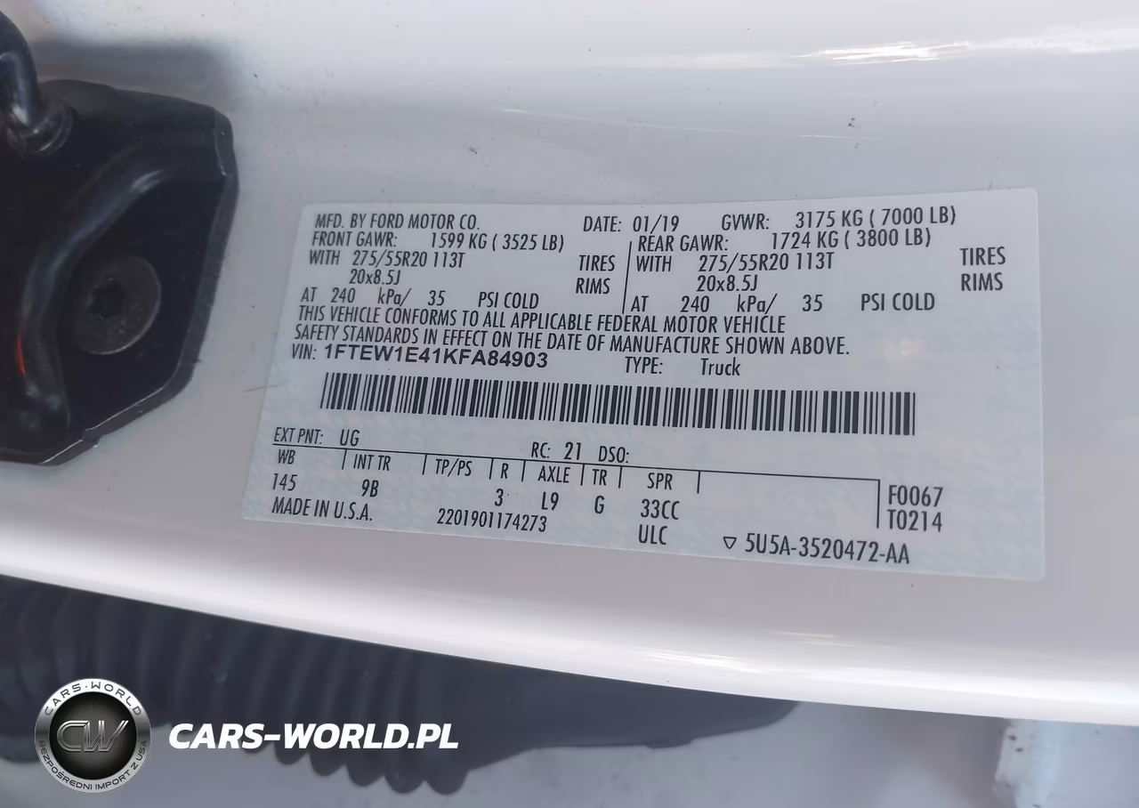 2019 Ford F-150 Platinum VIN:1FTEW1E41KFA84903 - 9