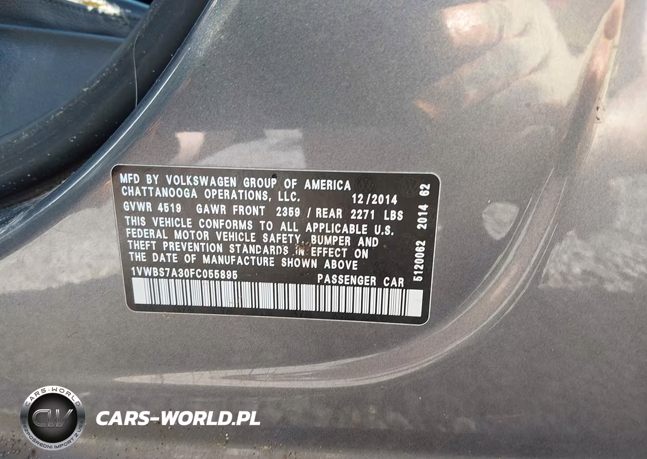 2015 Volkswagen Passat 1.8T Se VIN:1VWBS7A30FC055895 - 9