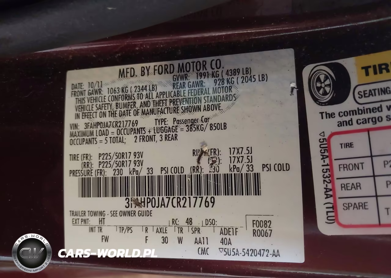 2012 Ford Fusion Sel VIN:3FAHP0JA7CR217769 - 9