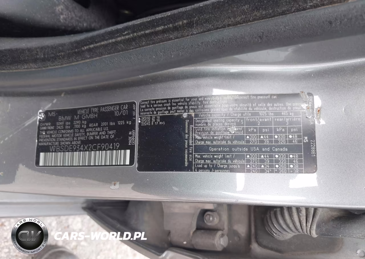 2002 BMW M5 VIN:WBSDE934X2CF90419 - 9