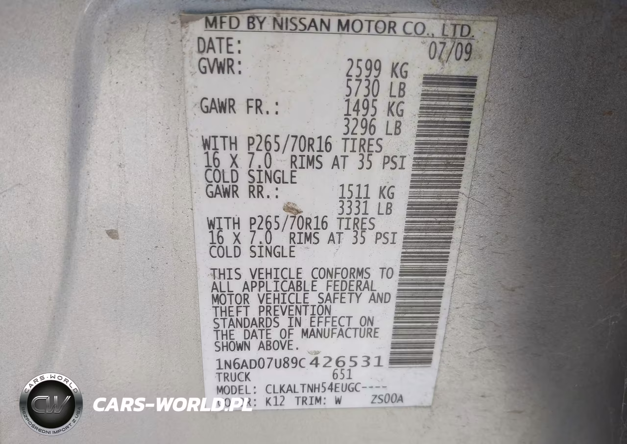 2009 Nissan Frontier Se VIN:1N6AD07U89C426531 - 9