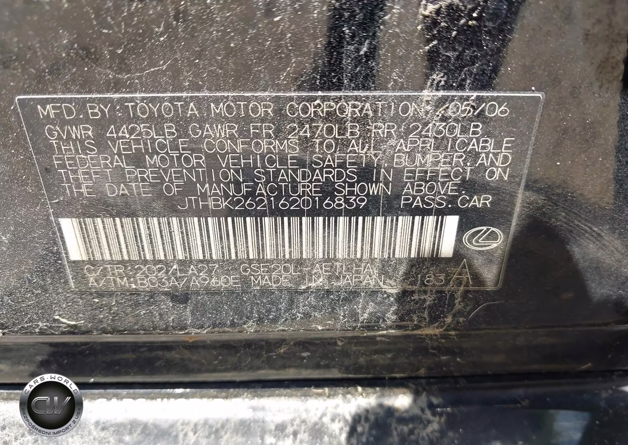 2006 Lexus Is 250 VIN:JTHBK262162016839 - 9