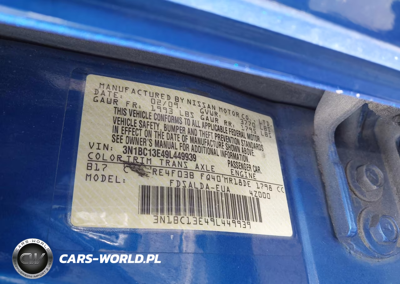 2009 Nissan Versa 1.8S VIN:3N1BC13E49L449939 - 9