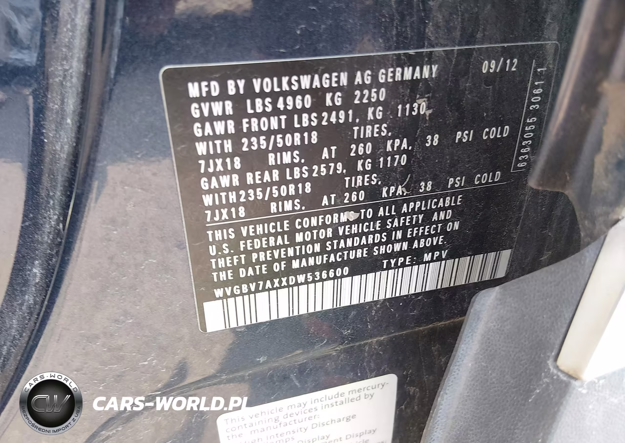 2013 Volkswagen Tiguan Se VIN:WVGBV7AXXDW536600 - 9