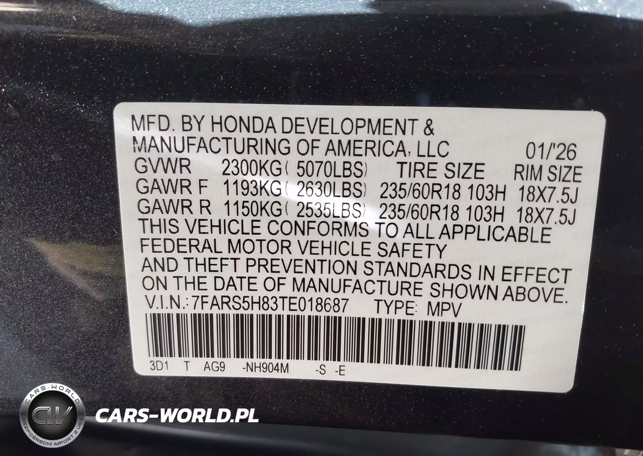 2026 Honda Cr-V Hybrid 2Wd Sport-L VIN:7FARS5H83TE018687 - 9