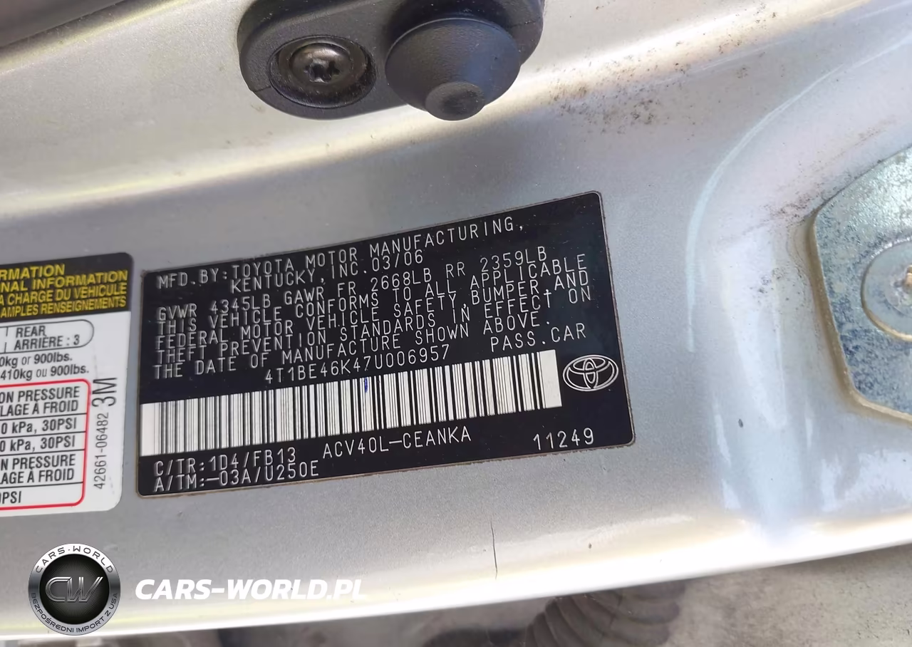 2007 Toyota Camry Le VIN:4T1BE46K47U006957 - 9