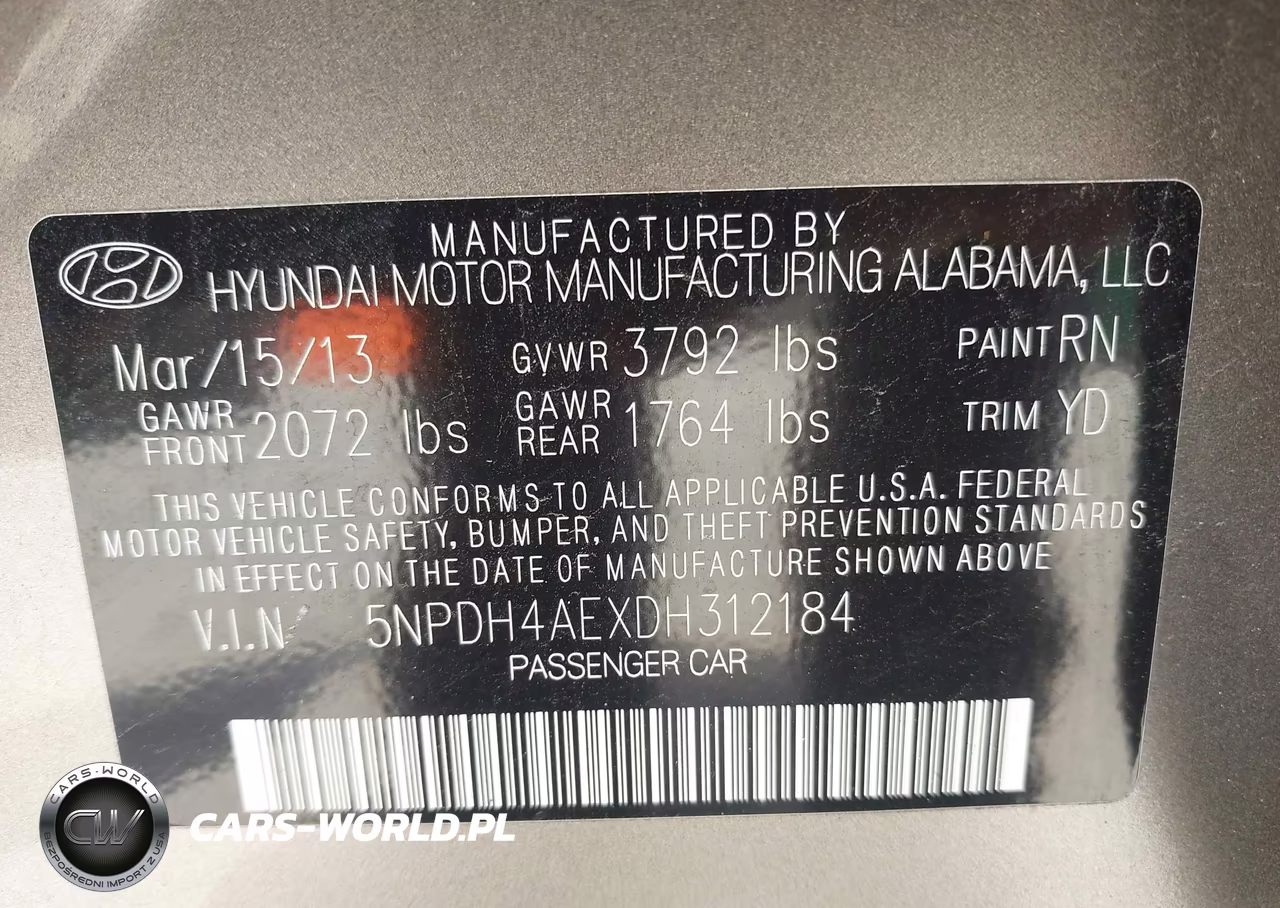 2013 Hyundai Elantra Gls VIN:5NPDH4AEXDH312184 - 9