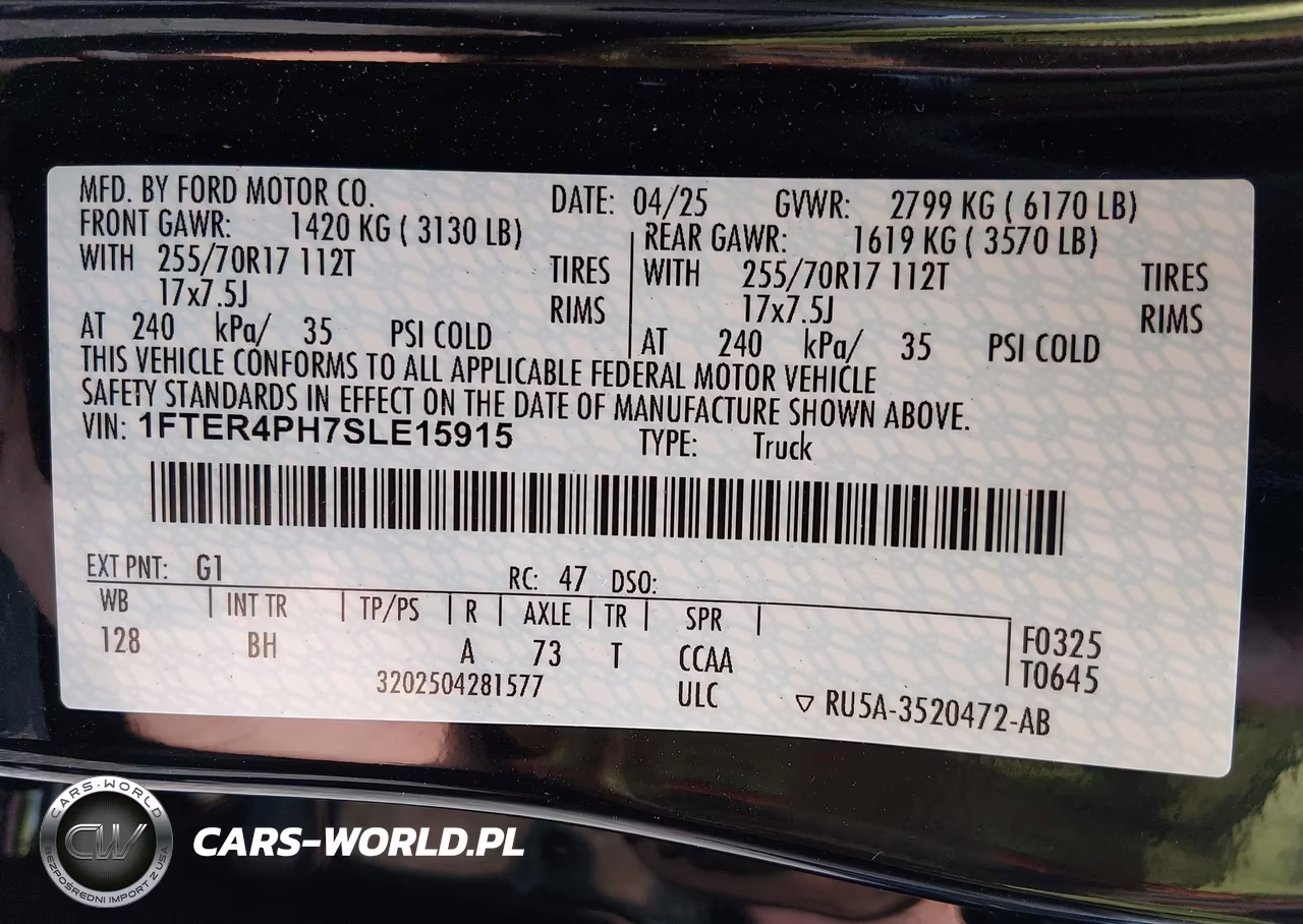 2025 Ford Ranger Xl VIN:1FTER4PH7SLE15915 - 9