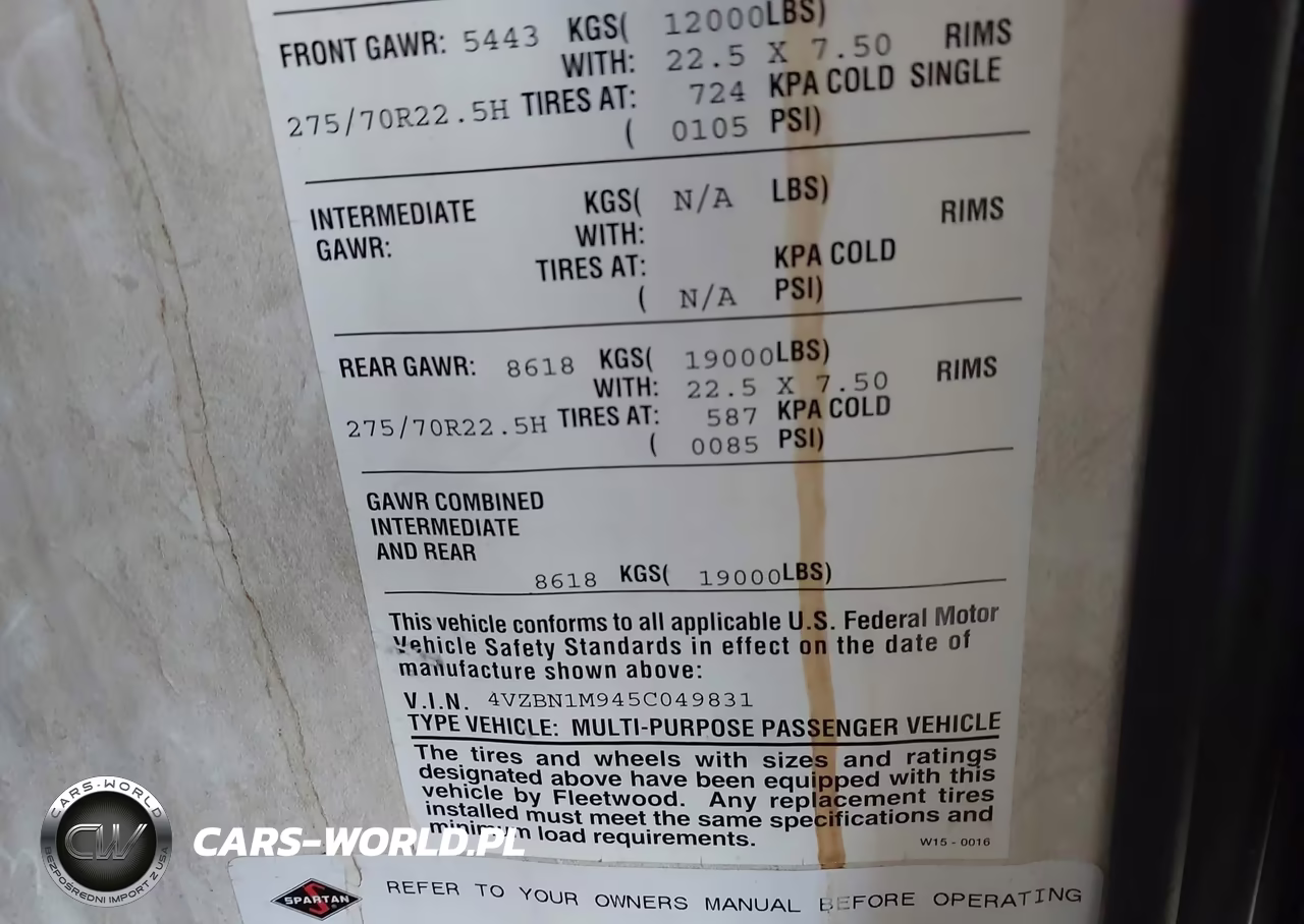 2005 Spartan Motors Motorhome 4Vz VIN:4VZBN1M945C049831 - 9