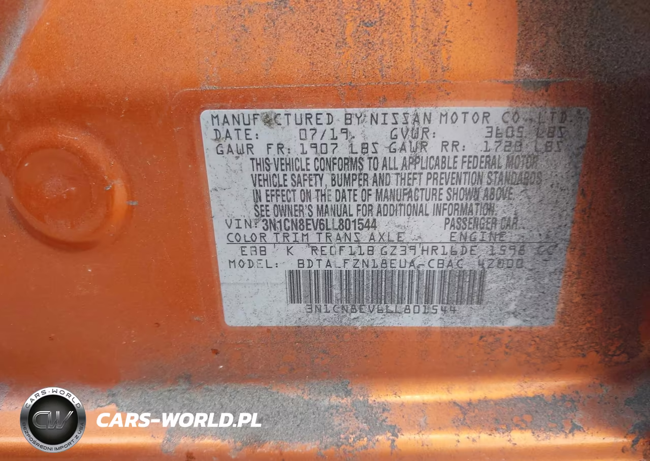 2020 Nissan Versa Sv Xtronic Cvt VIN:3N1CN8EV6LL801544 - 9