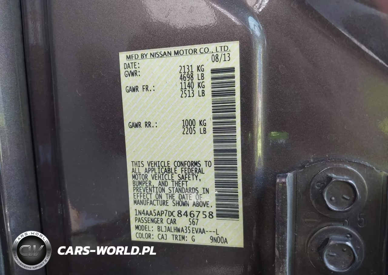 2013 Nissan Maxima 3.5 Sv VIN:1N4AA5AP7DC846758 - 9