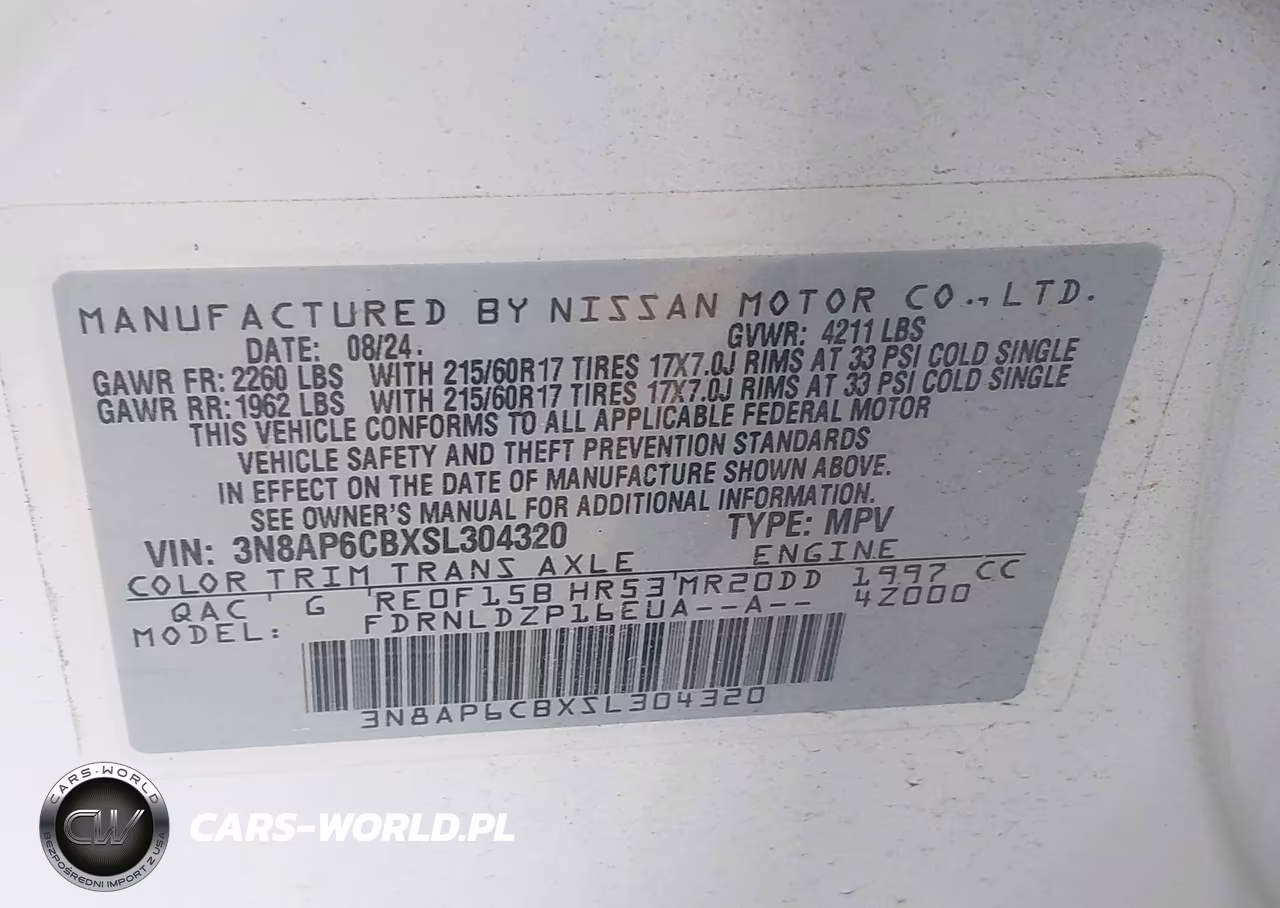 2025 Nissan Kicks Sv Intelligent Awd VIN:3N8AP6CBXSL304320 - 9