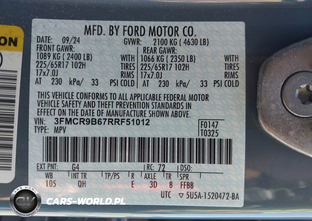 2024 Ford Bronco Sport Big Bend VIN:3FMCR9B67RRF51012 - 9