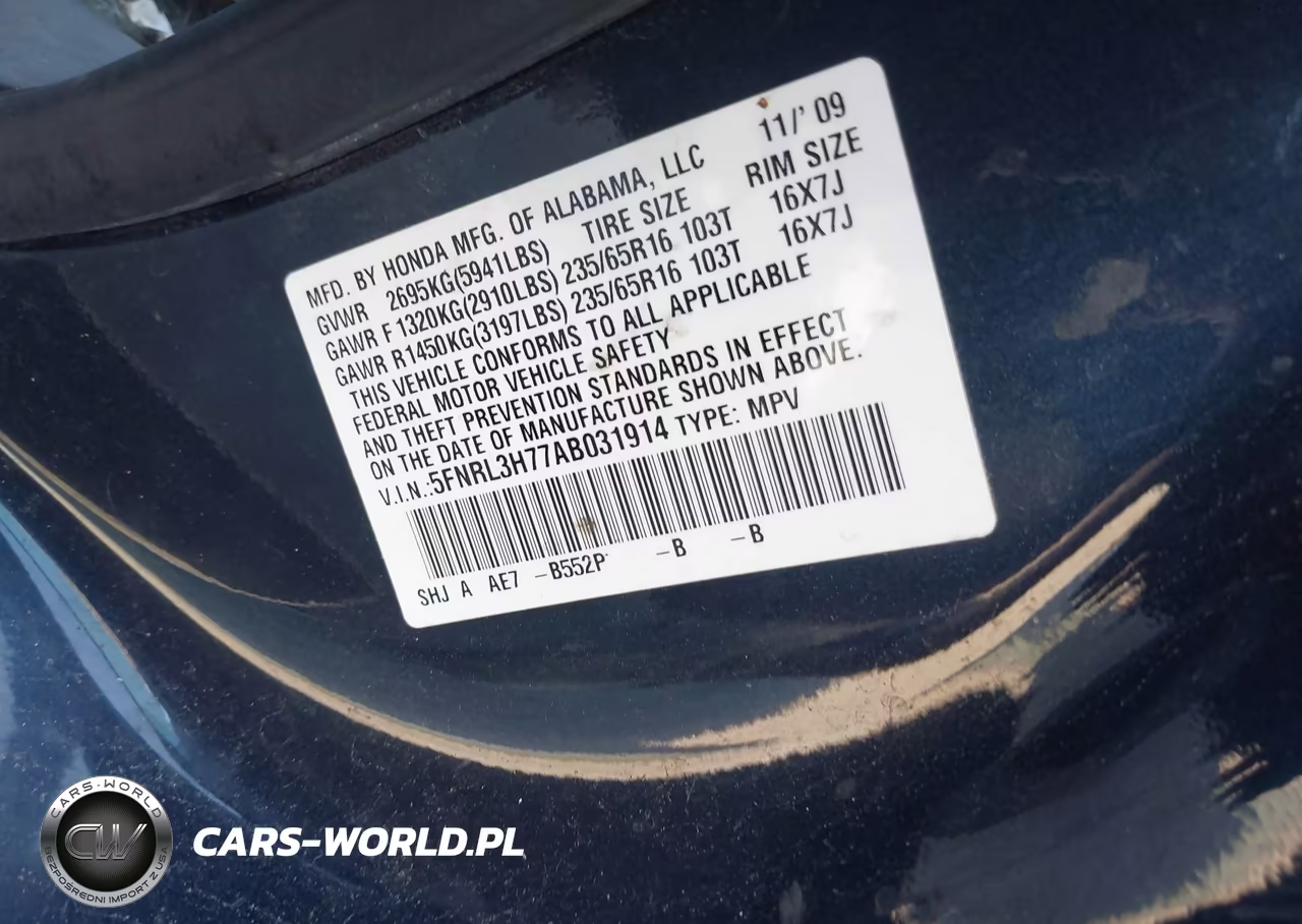 2010 Honda Odyssey Ex-L VIN:5FNRL3H77AB031914 - 9