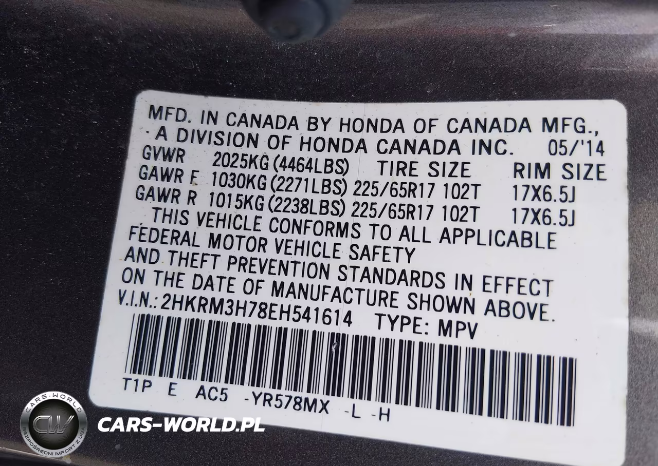 2014 Honda Cr-V Ex-L VIN:2HKRM3H78EH541614 - 9