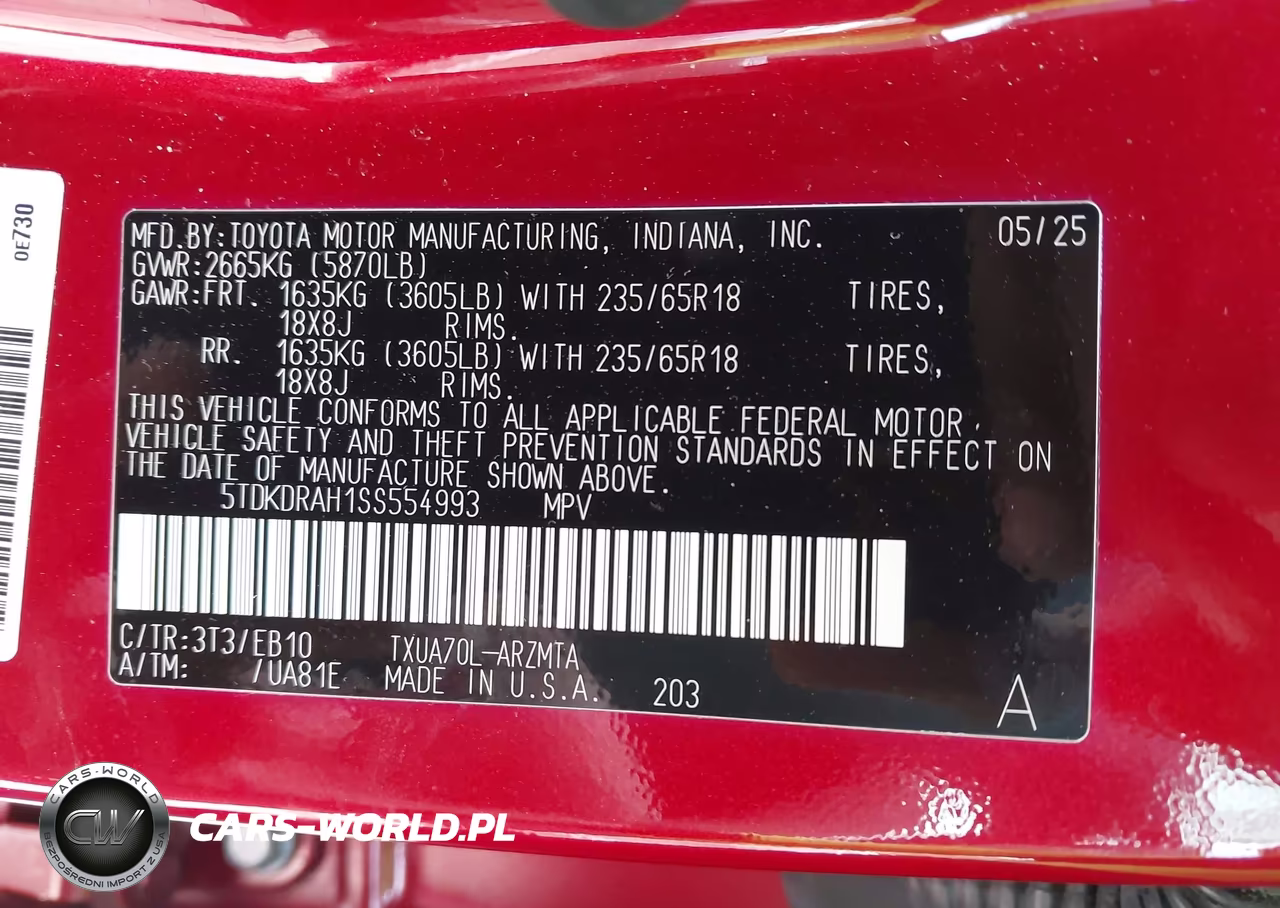 2025 Toyota Highlander Xle VIN:5TDKDRAH1SS554993 - 9
