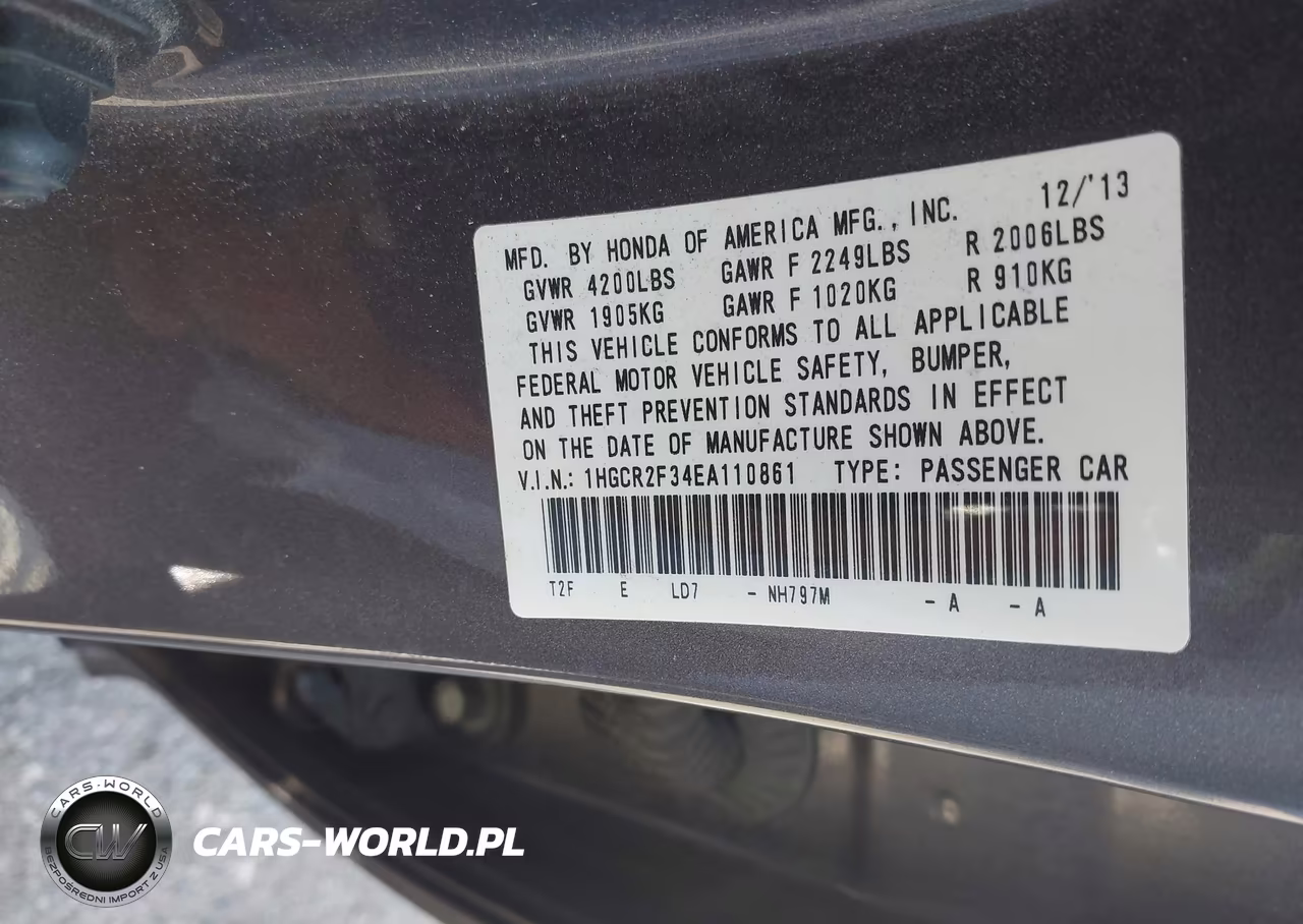 2014 Honda Accord Lx VIN:1HGCR2F34EA110861 - 9