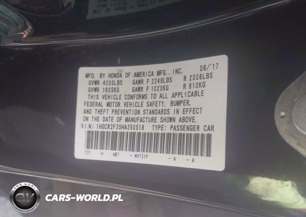 2017 Honda Accord Lx VIN:1HGCR2F35HA250518 - 9