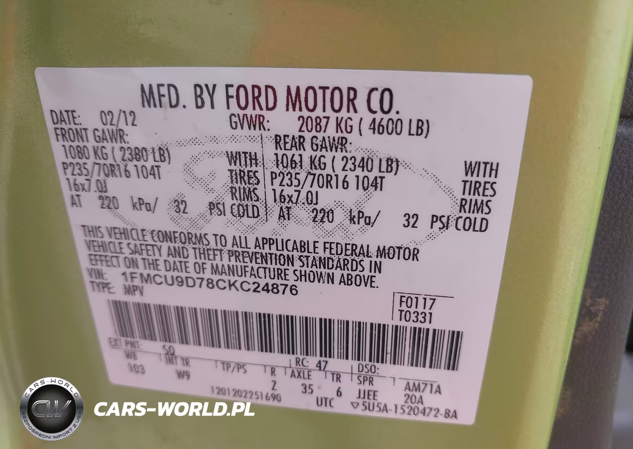 2012 Ford Escape Xlt VIN:1FMCU9D78CKC24876 - 9