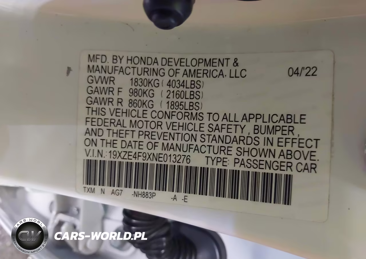 2022 Honda Insight Touring VIN:19XZE4F9XNE013276 - 9