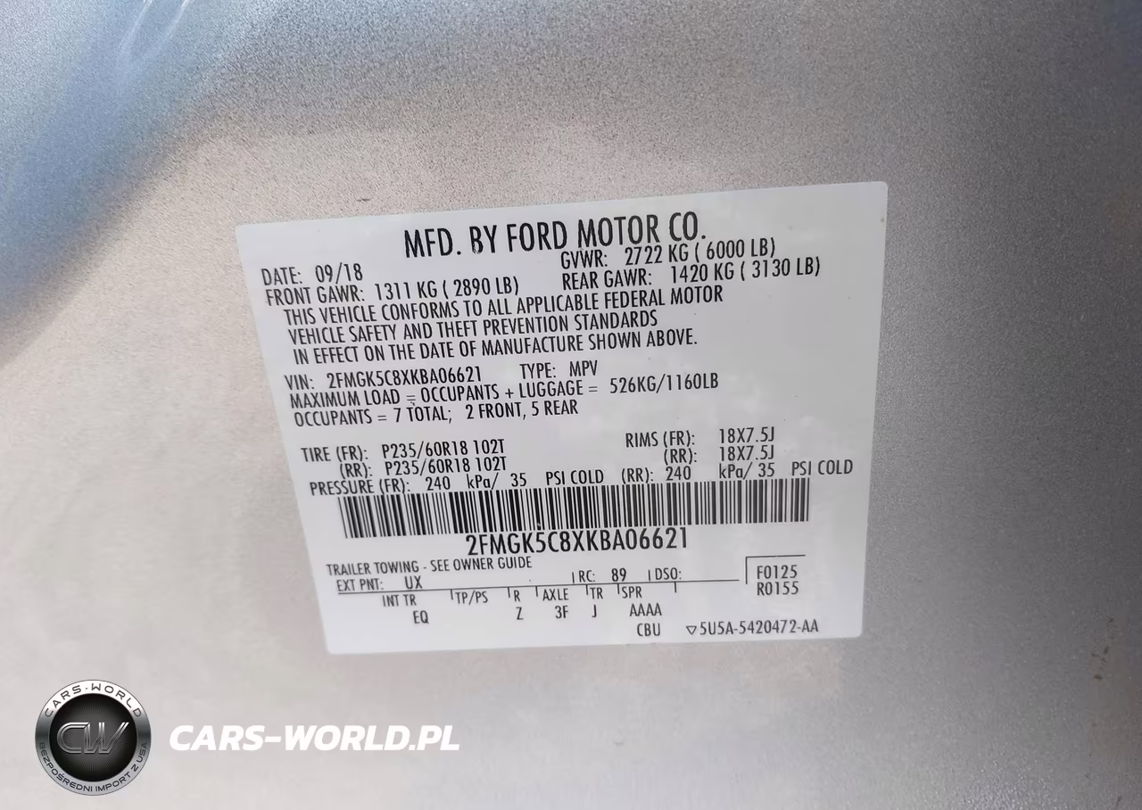 2019 Ford Flex Sel VIN:2FMGK5C8XKBA06621 - 9
