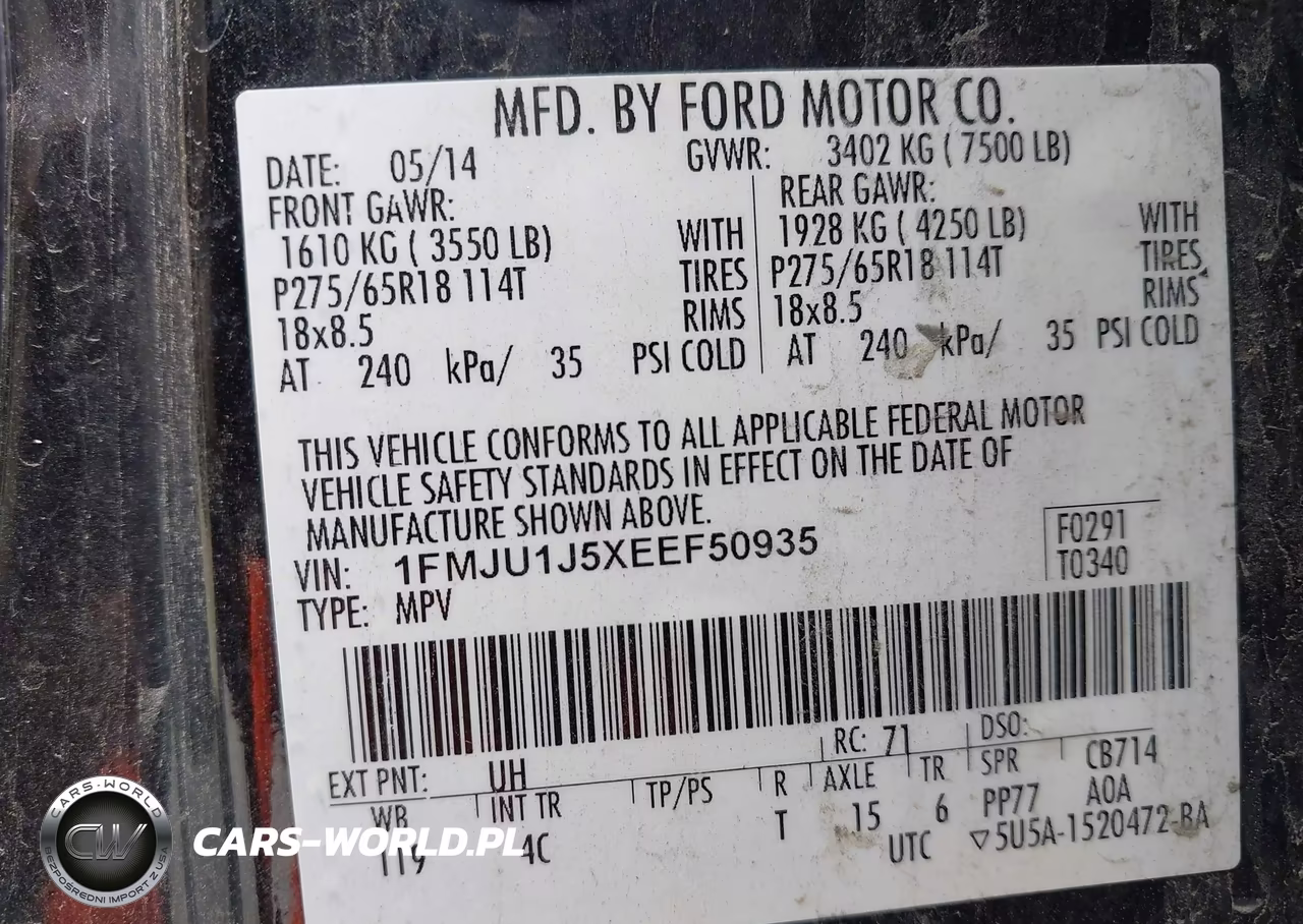 2014 Ford Expedition Xlt VIN:1FMJU1J5XEEF50935 - 9