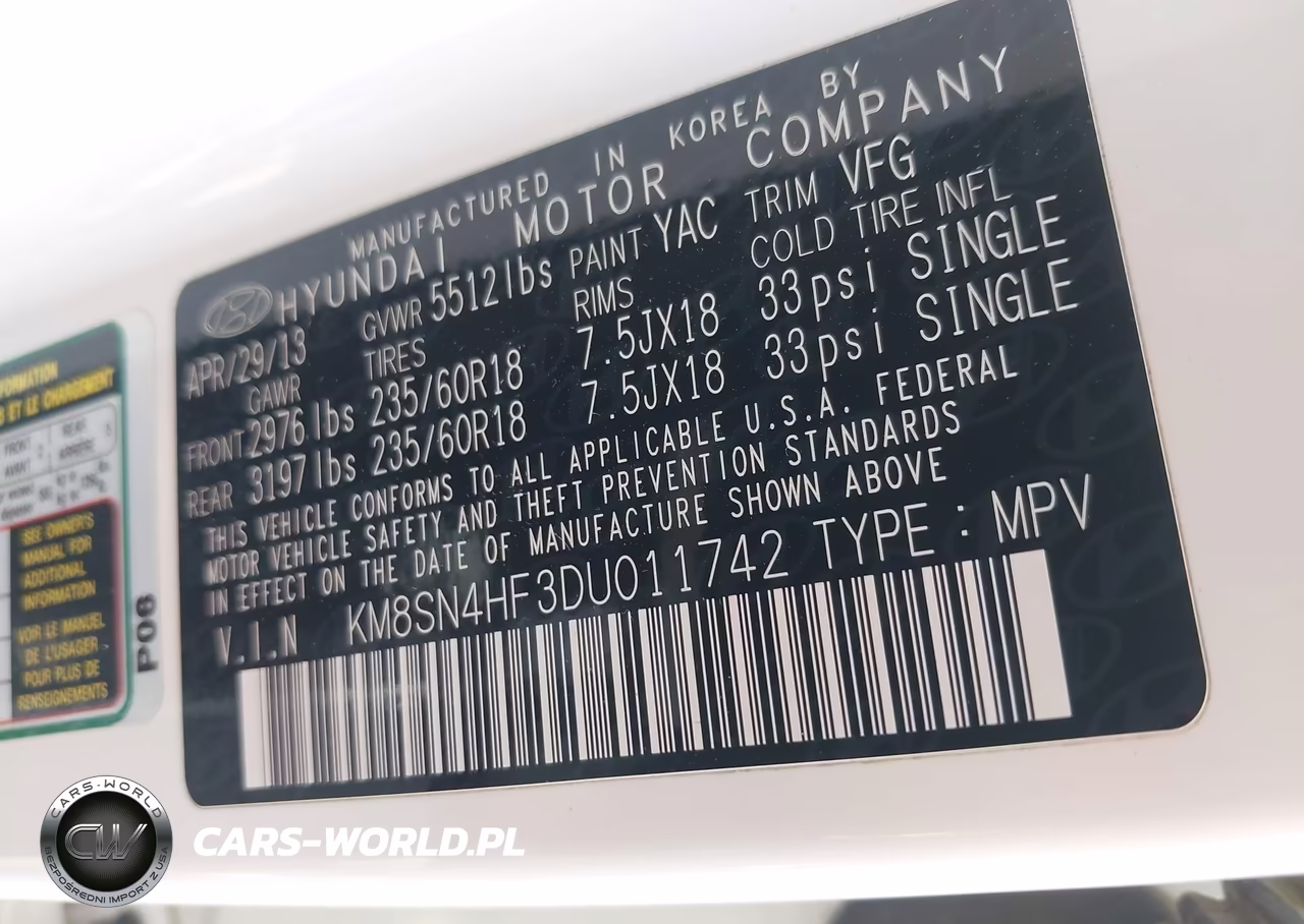2013 Hyundai Santa Fe Gls VIN:KM8SN4HF3DU011742 - 9