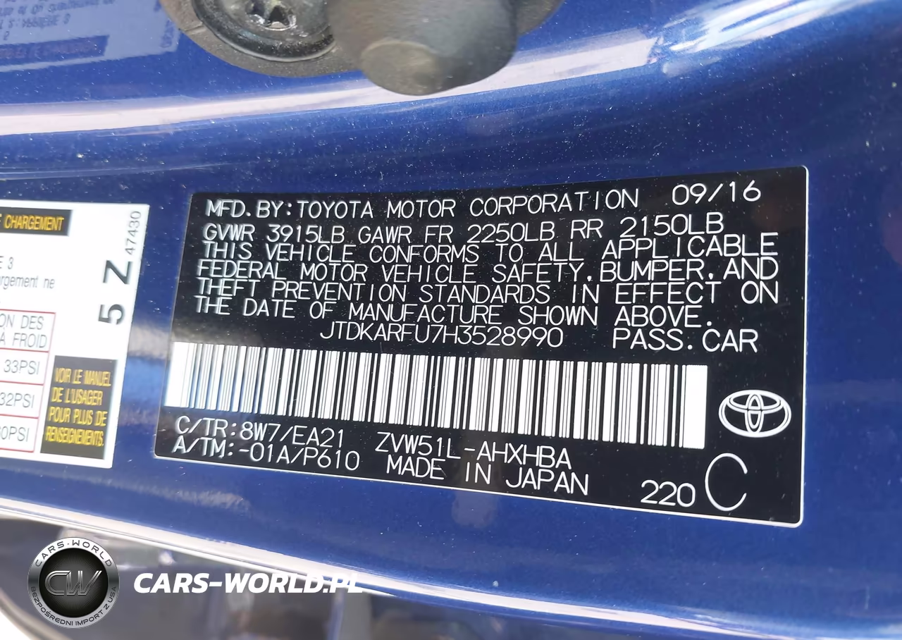 2017 Toyota Prius Three Touring VIN:JTDKARFU7H3528990 - 9