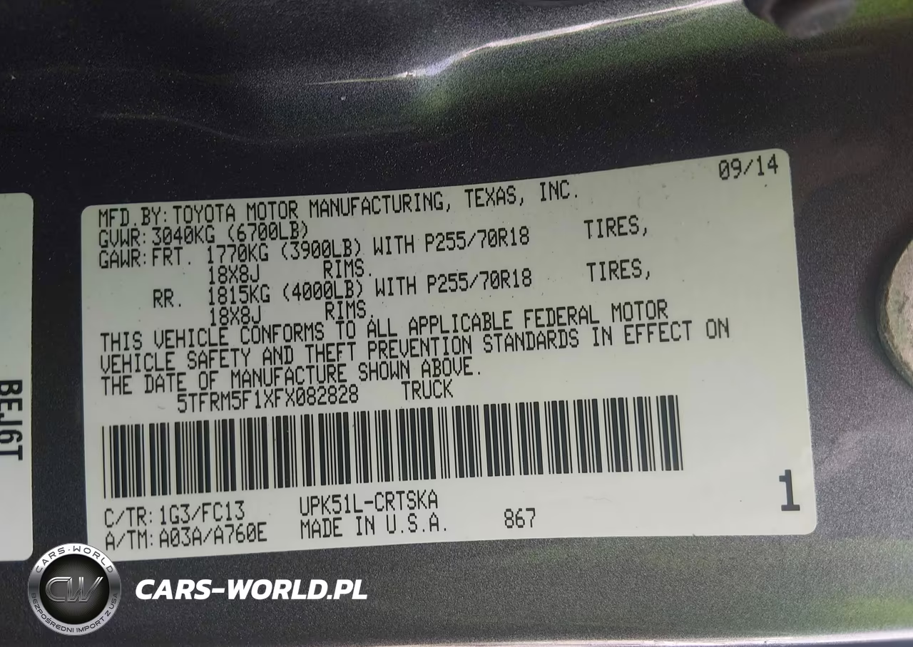 2015 Toyota Tundra Sr5 4.6L V8 VIN:5TFRM5F1XFX082828 - 9