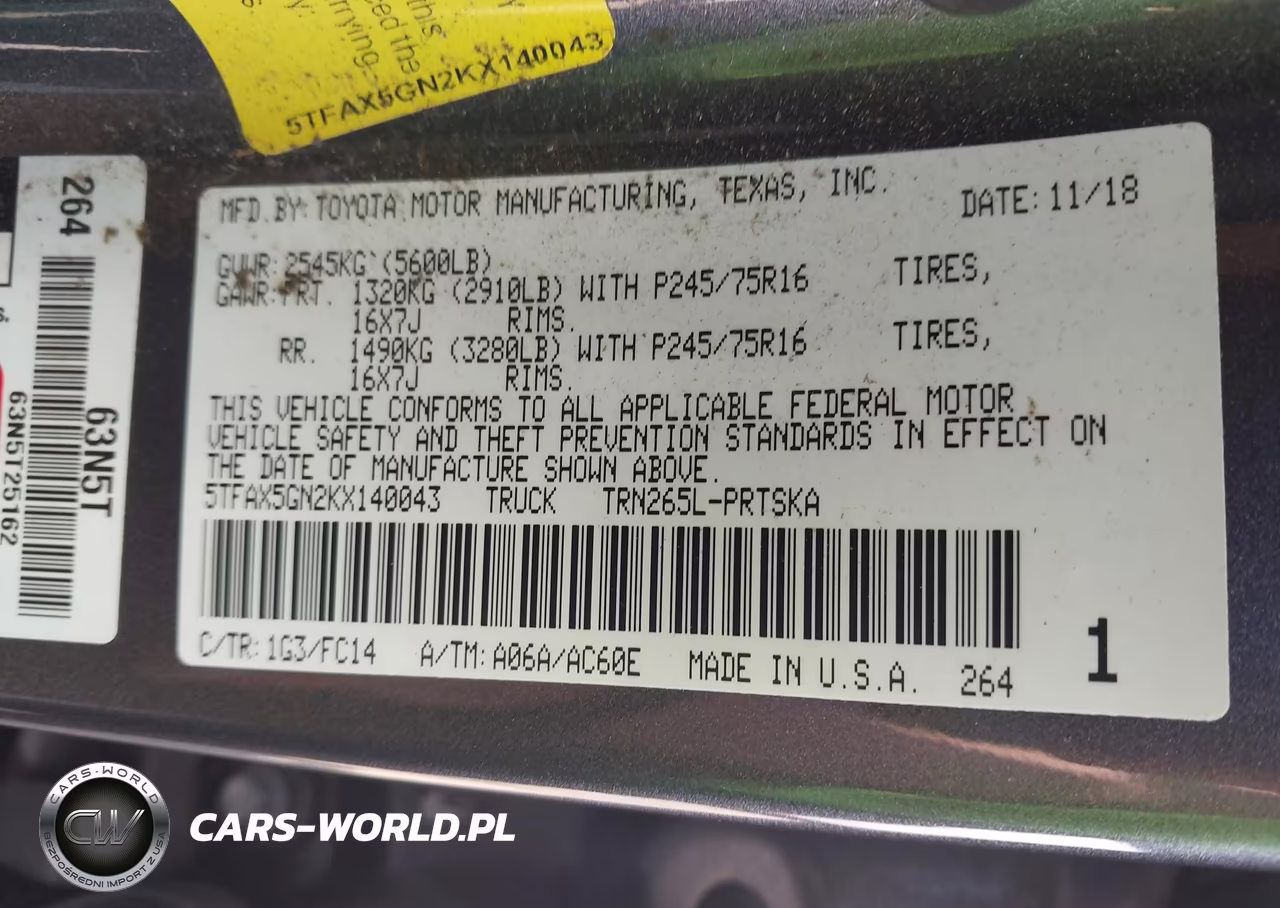 2019 Toyota Tacoma Sr5 VIN:5TFAX5GN2KX140043 - 9