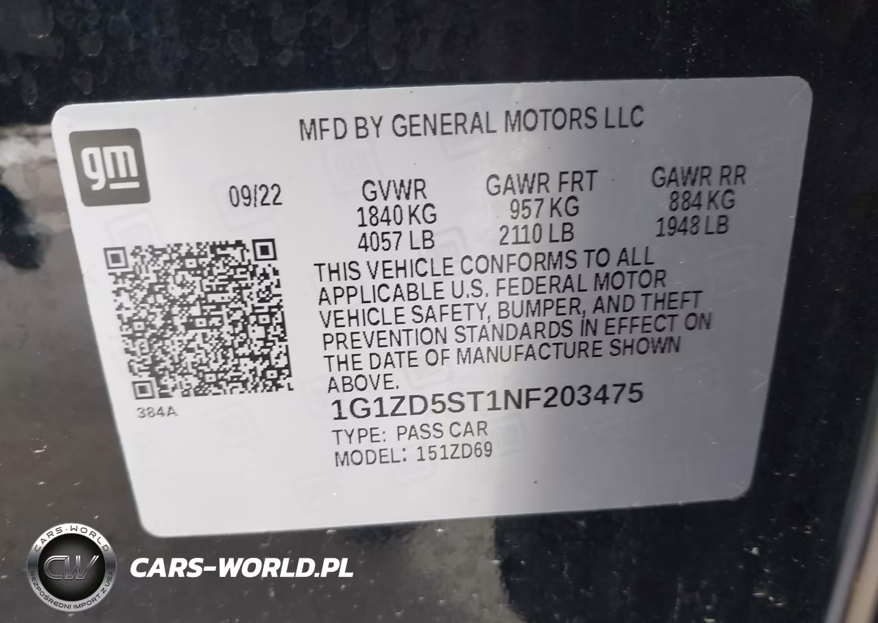 2022 Chevrolet Malibu Fwd Lt VIN:1G1ZD5ST1NF203475 - 9
