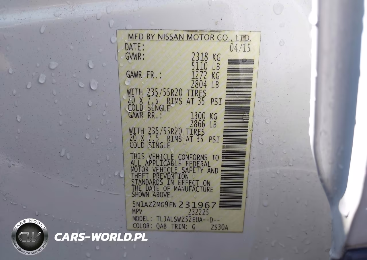 2015 Nissan Murano Platinum VIN:5N1AZ2MG9FN231967 - 9