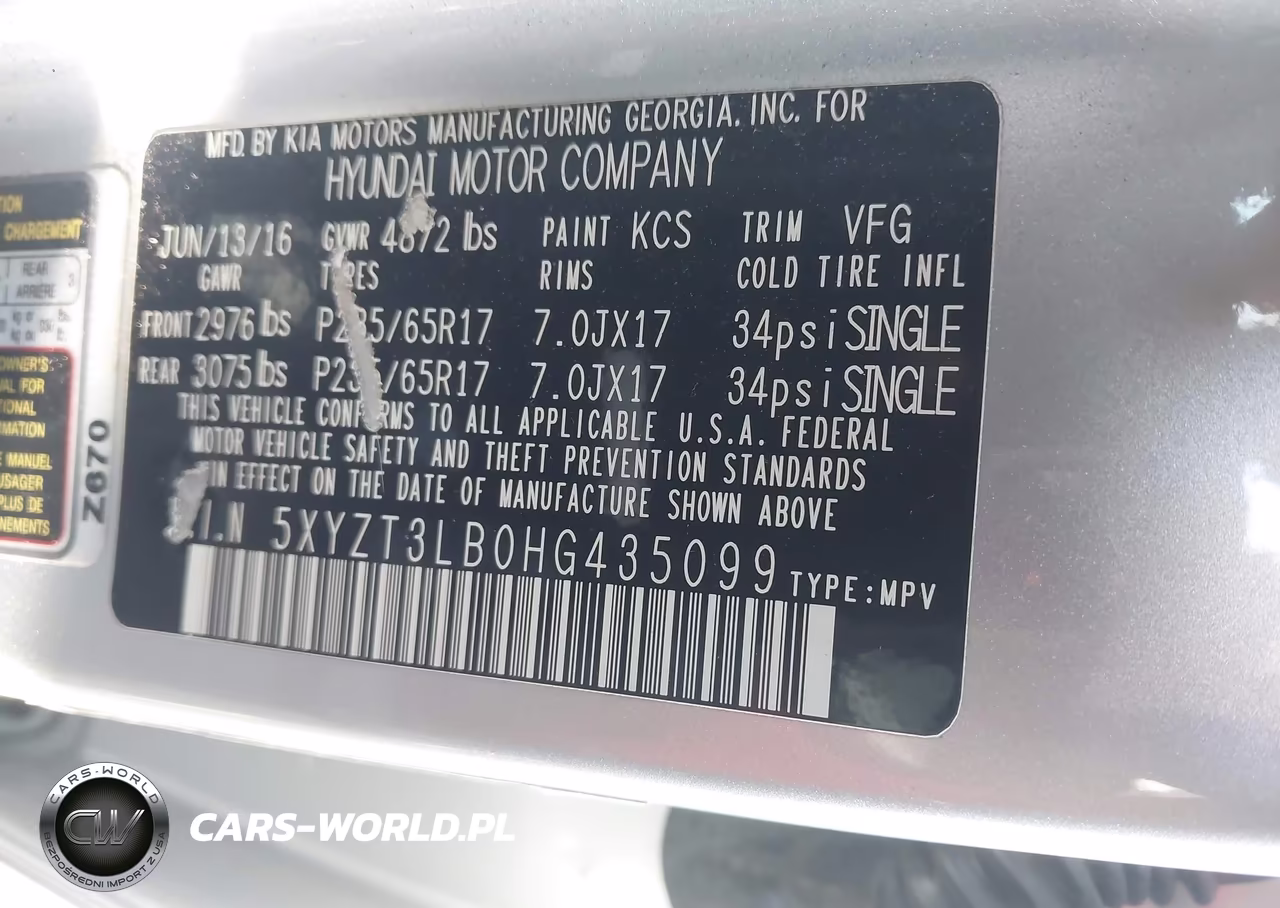 2017 Hyundai Santa Fe Sport 2.4L VIN:5XYZT3LB0HG435099 - 9