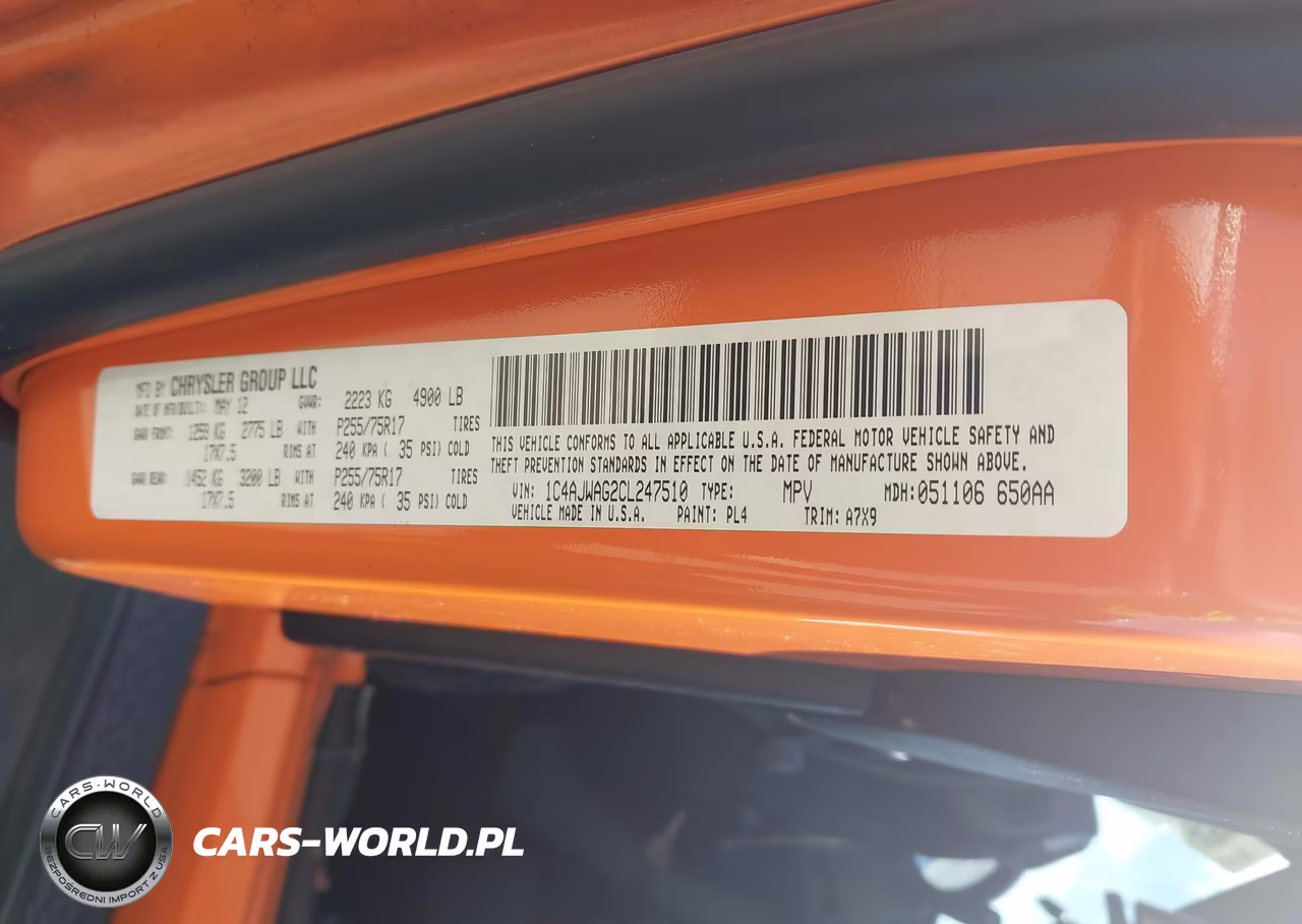 2012 Jeep Wrangler Sport VIN:1C4AJWAG2CL247510 - 9