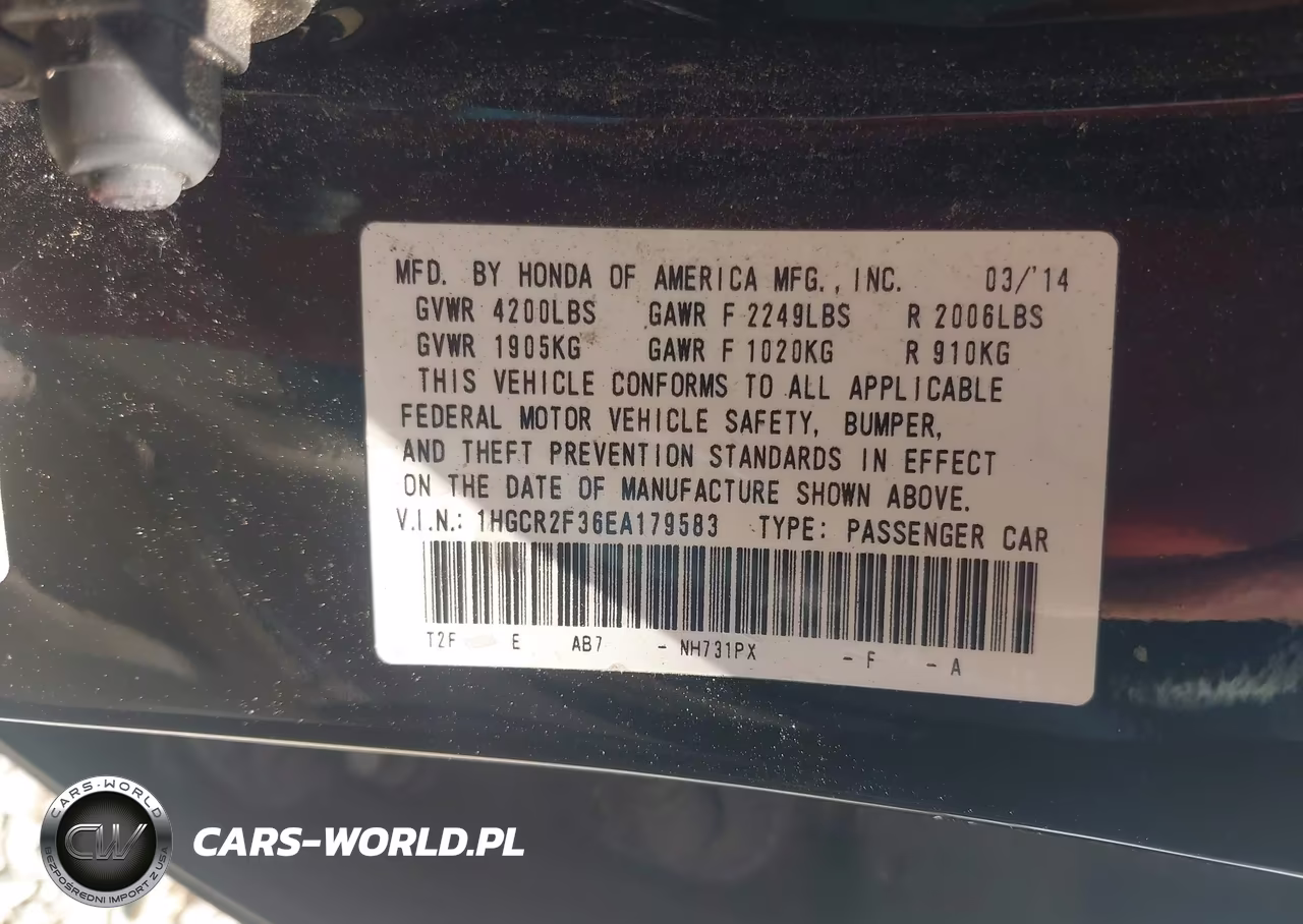 2014 Honda Accord Lx VIN:1HGCR2F36EA179583 - 9