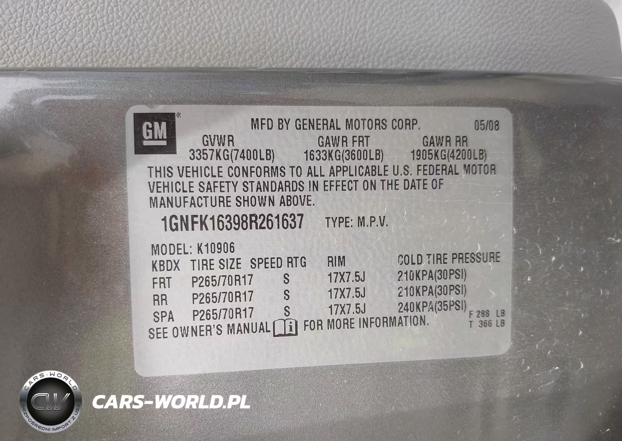 2008 Chevrolet Suburban 1500 Lt VIN:1GNFK16398R261637 - 9