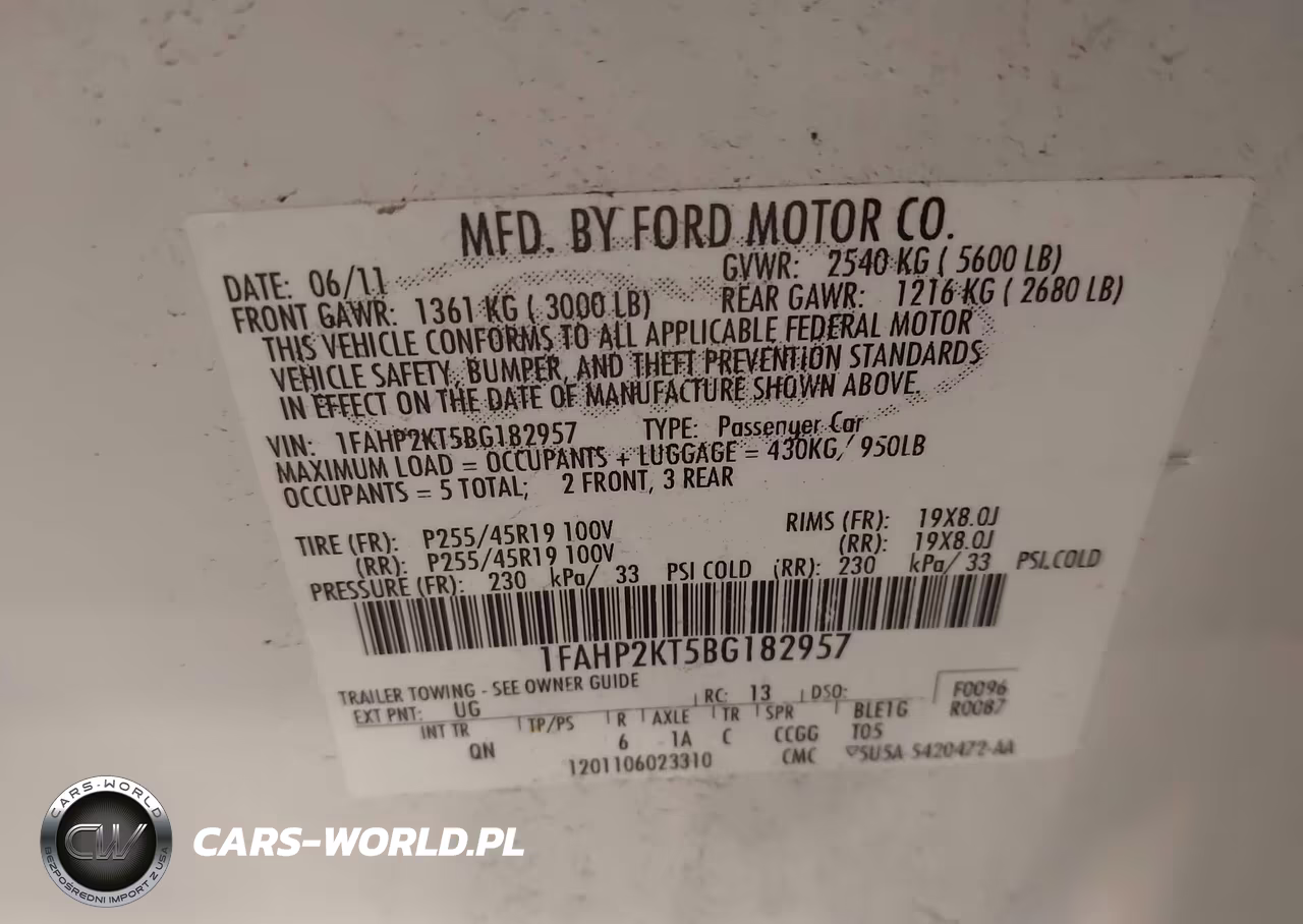 2011 Ford Taurus Sho VIN:1FAHP2KT5BG182957 - 9