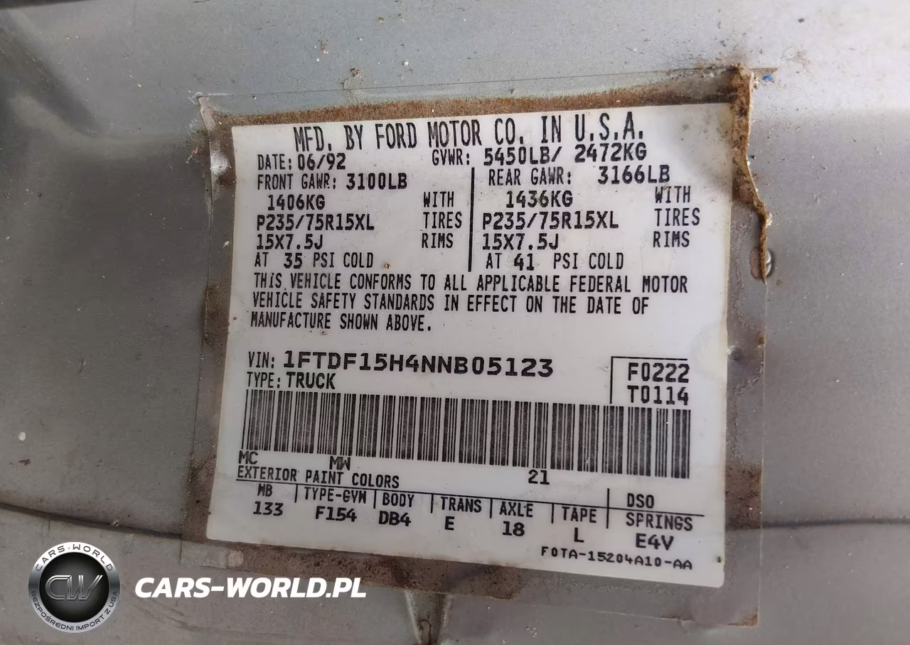 1992 Ford F150 VIN:1FTDF15H4NNB05123 - 9