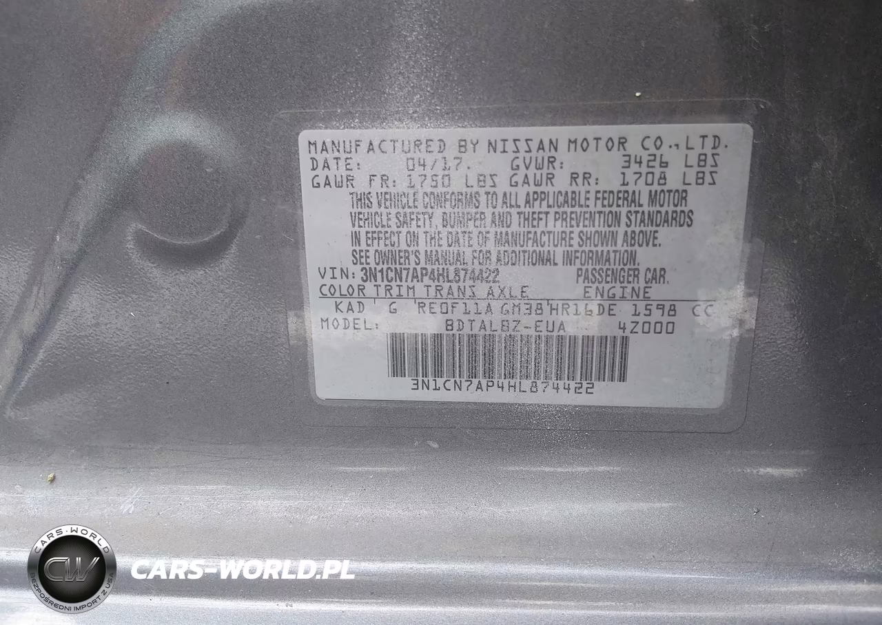 2017 Nissan Versa 1.6 Sv VIN:3N1CN7AP4HL874422 - 8