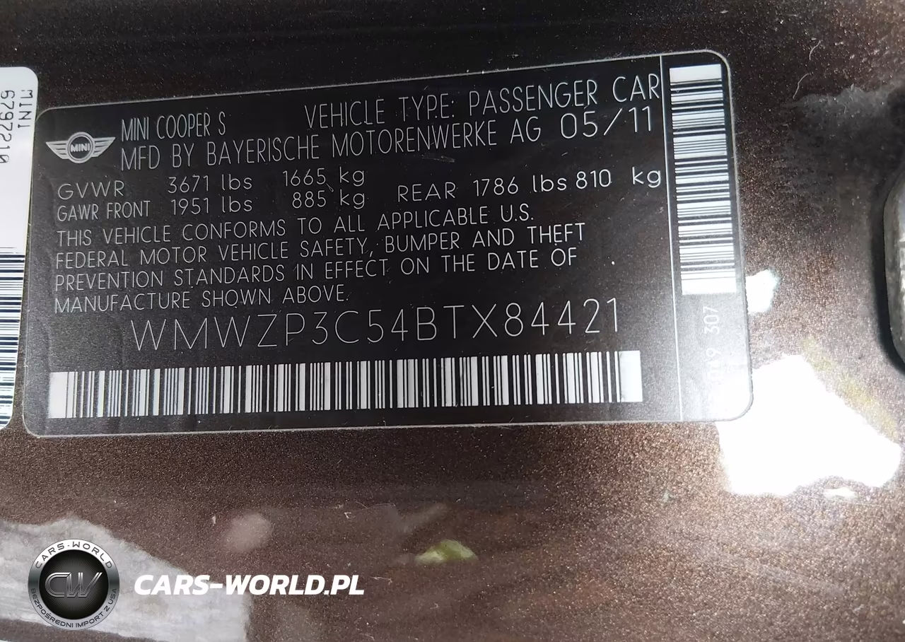 2011 Mini Cooper S VIN:WMWZP3C54BTX84421 - 9