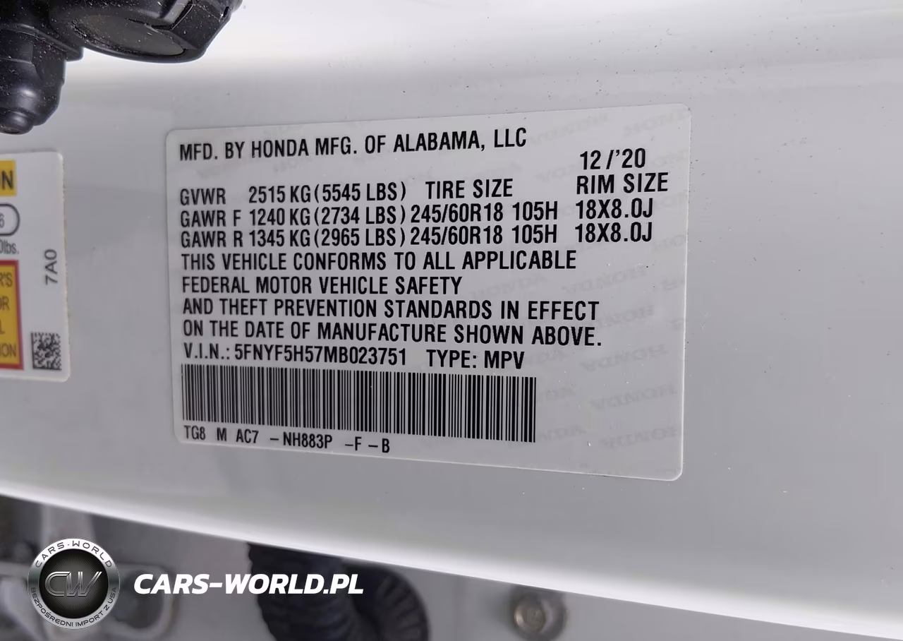 2021 Honda Pilot 2Wd Ex-L VIN:5FNYF5H57MB023751 - 9